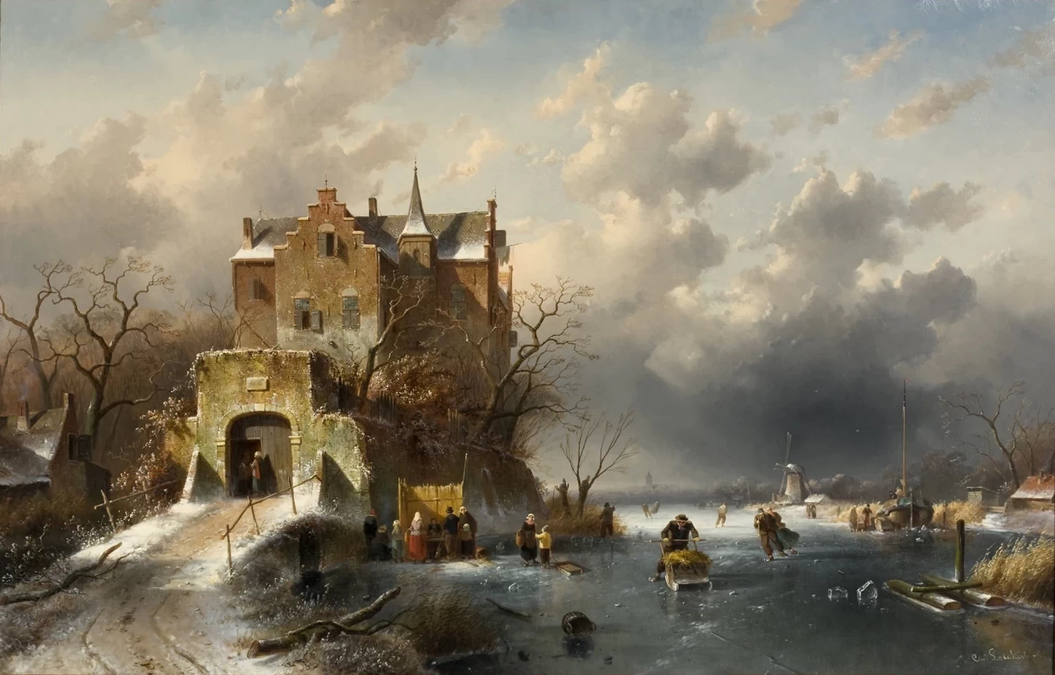 Charles Leickert - 109, Vista invernale, Geldersch Landschap, Huis Zypendaal
